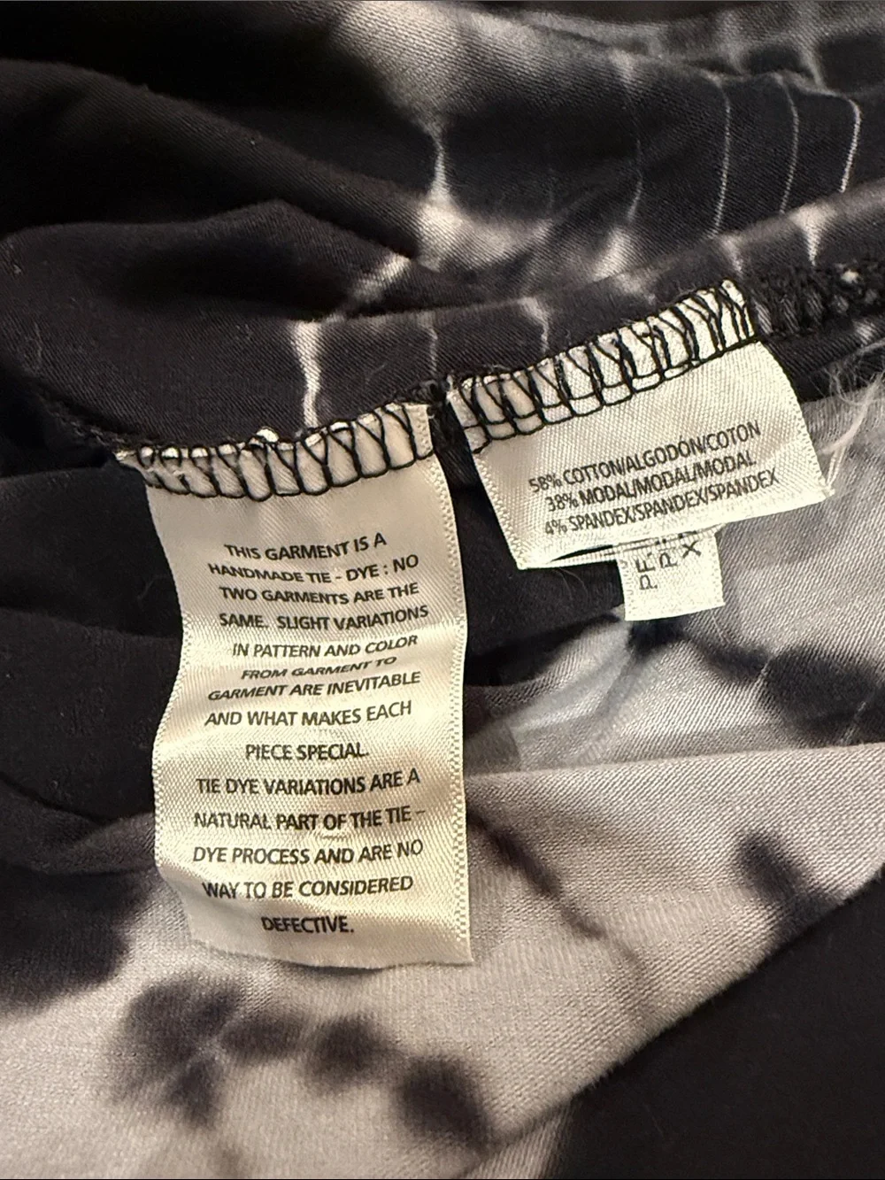 Calvin Klein Black & White Tie-Dye Short Sleeve Top with Crisscross Back - Picture 5 of 5